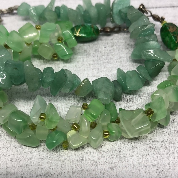 Bundle lot 2 natural green stone/gemstones artisan bracelets - Picture 5 of 6
